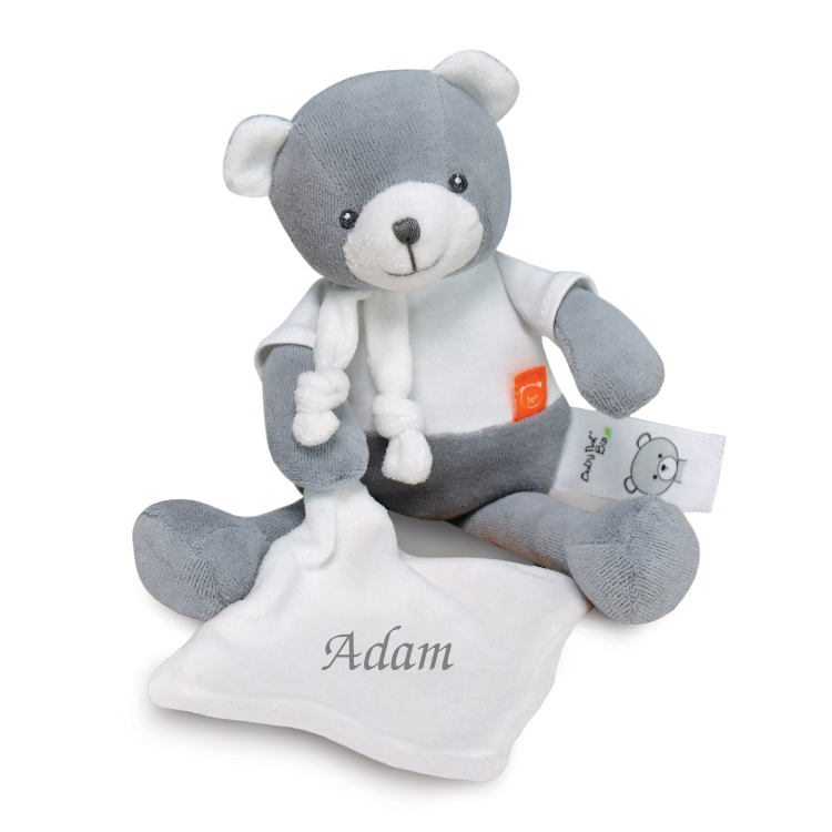  - coton bio - peluche avec ours gris 30 cm 